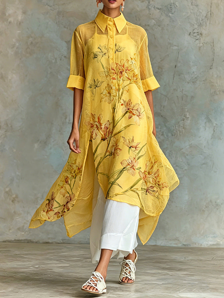 Marisol | Two-Piece Floral Midi Dress Set, Polyester Blend