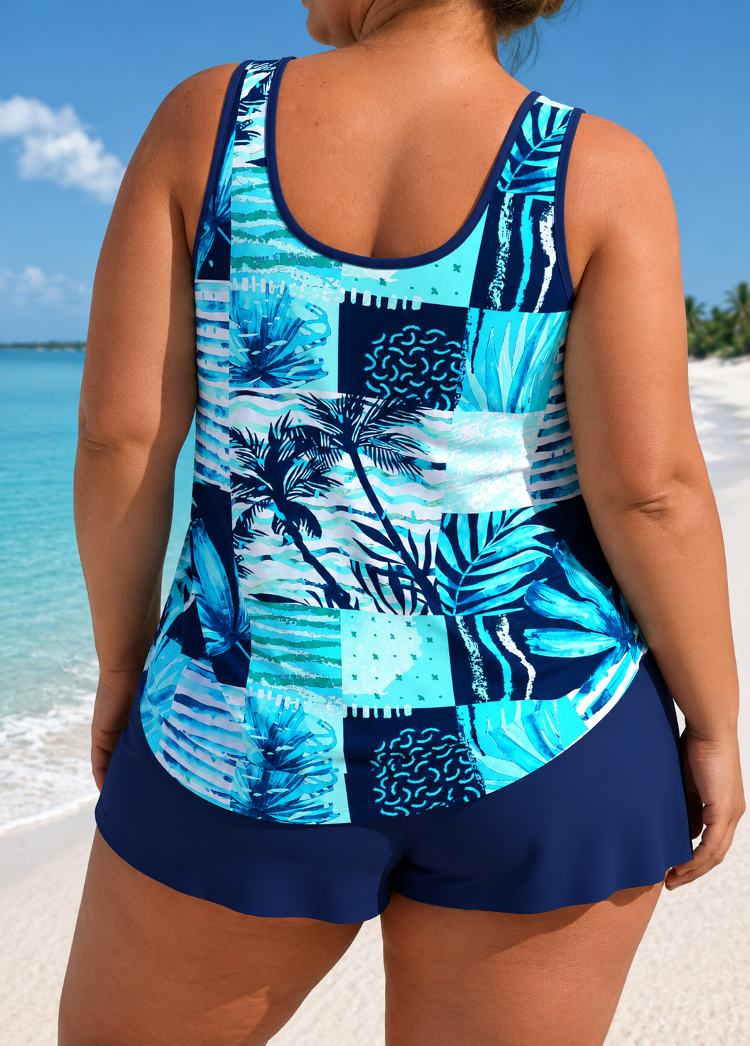 Megan - Plus Size Relaxed Fit Leaf Swim Set