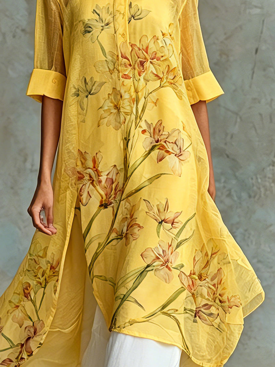 Marisol | Two-Piece Floral Midi Dress Set, Polyester Blend