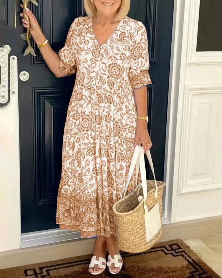 Mia | Graceful V-Neck Floral Dress