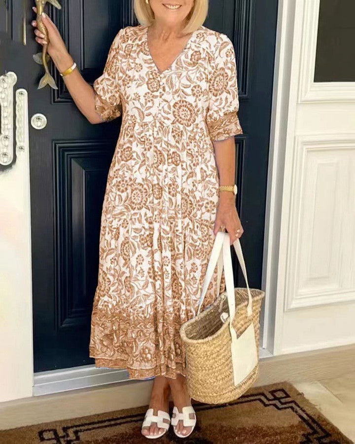 Mia | Graceful V-Neck Floral Dress
