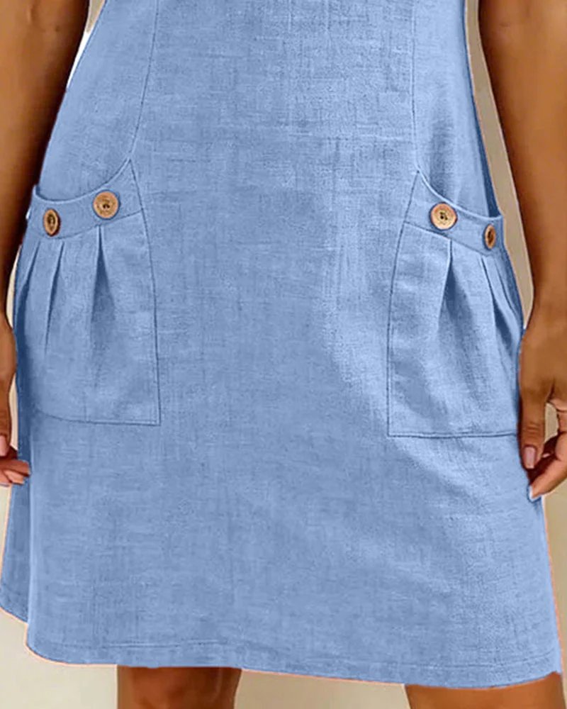 Beate™ | A-line Short Sleeves Pocket Zipper Dress