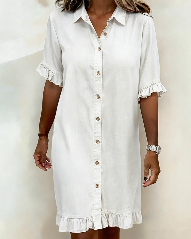 Maria | Comfortable Denim Dress with Flattering Pleats