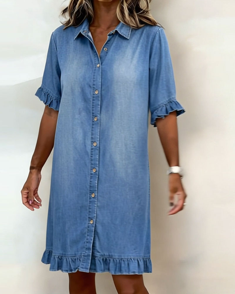 Maria | Comfortable Denim Dress with Flattering Pleats