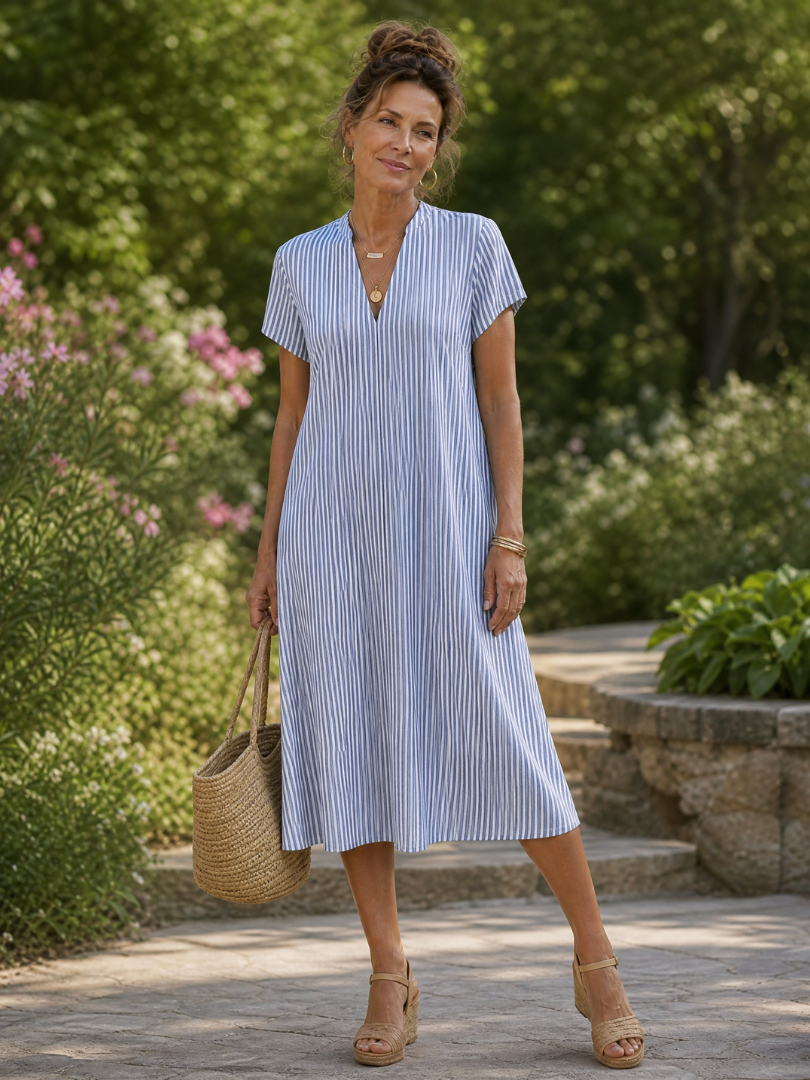 Astrid | Floral Collared Short Sleeve Midi Dress