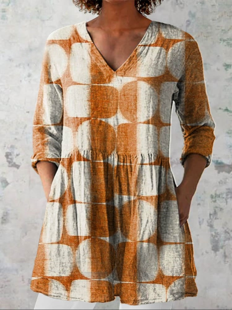 Ella | Geometric V-Neck Shirt