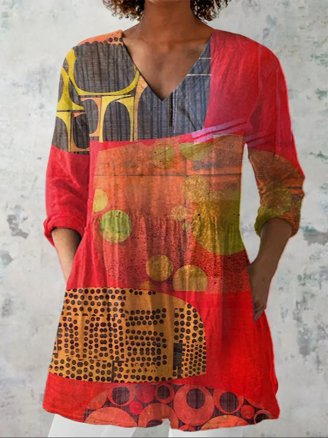 Riley | Modern Abstract V-Neck Shirt