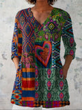 Mia | Boho Floral V-Neck Shirt