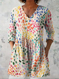 Hannah | Watercolour Polka Dot V-Neck Shirt