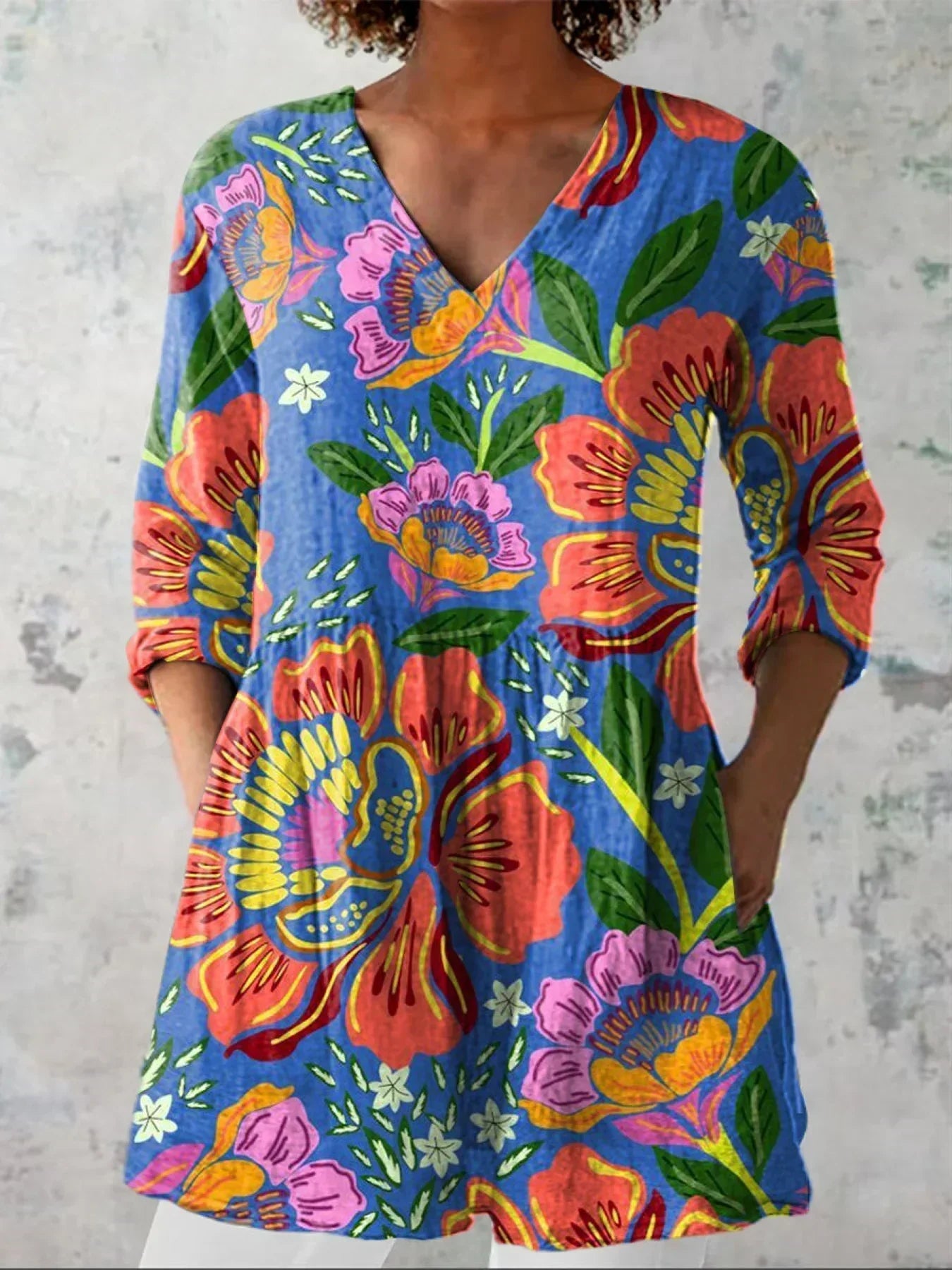 Abigail | Tropical Floral V-Neck Shirt