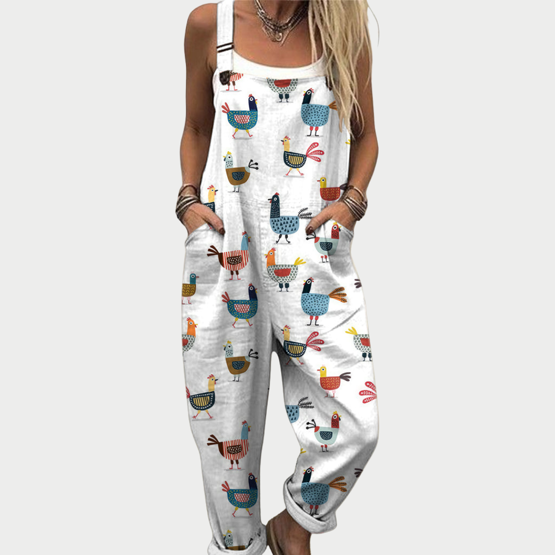 Comfortable Printed Overalls