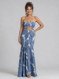 Azaria | Strapless Two Piece Printed Maxi Dress Set