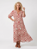 Noelle | Ornate Print Tassel Tie Midi Dress