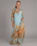 Azmira | Baroque Print Button Front Flowing Maxi Dress