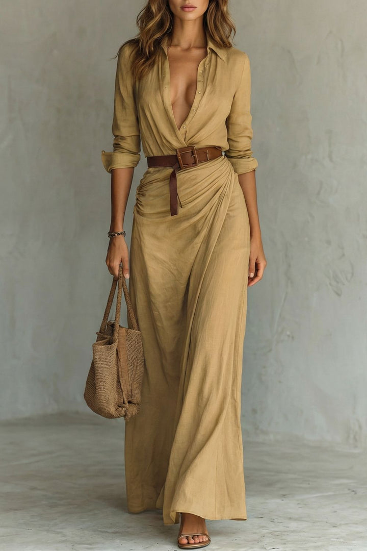 Azura – Button-down wrap dress – Belted maxi dress