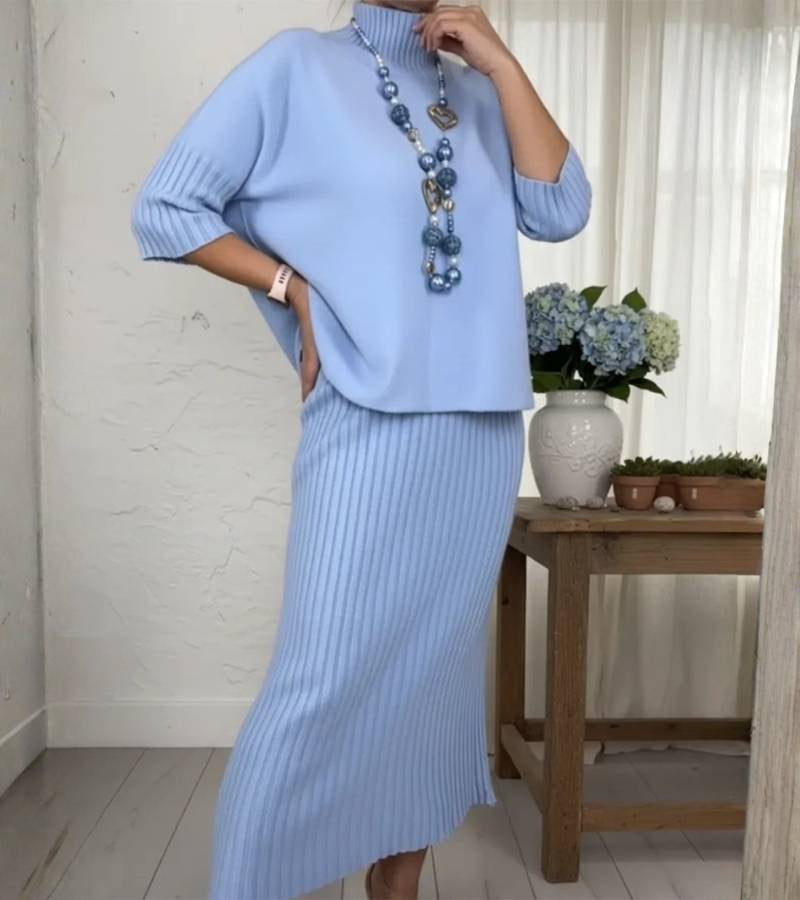 Debora | Ribbed Midi Skirt Knit Set