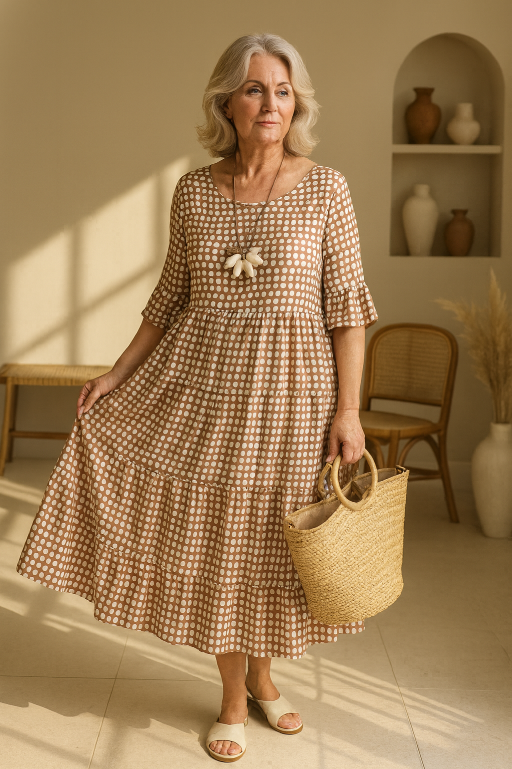 Julia™ | Sable Short-Sleeve Midi Dress