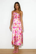 Eliza - Floral Satin One-Shoulder Maxi Dress