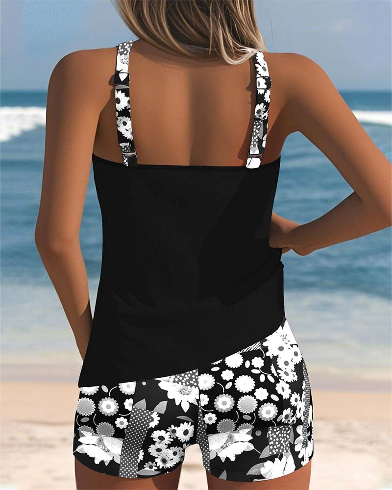 Nanet - Printed Tankini Shorts Set