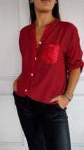 COTTON V™ | V-Neck Mid-Sleeve Casual Top