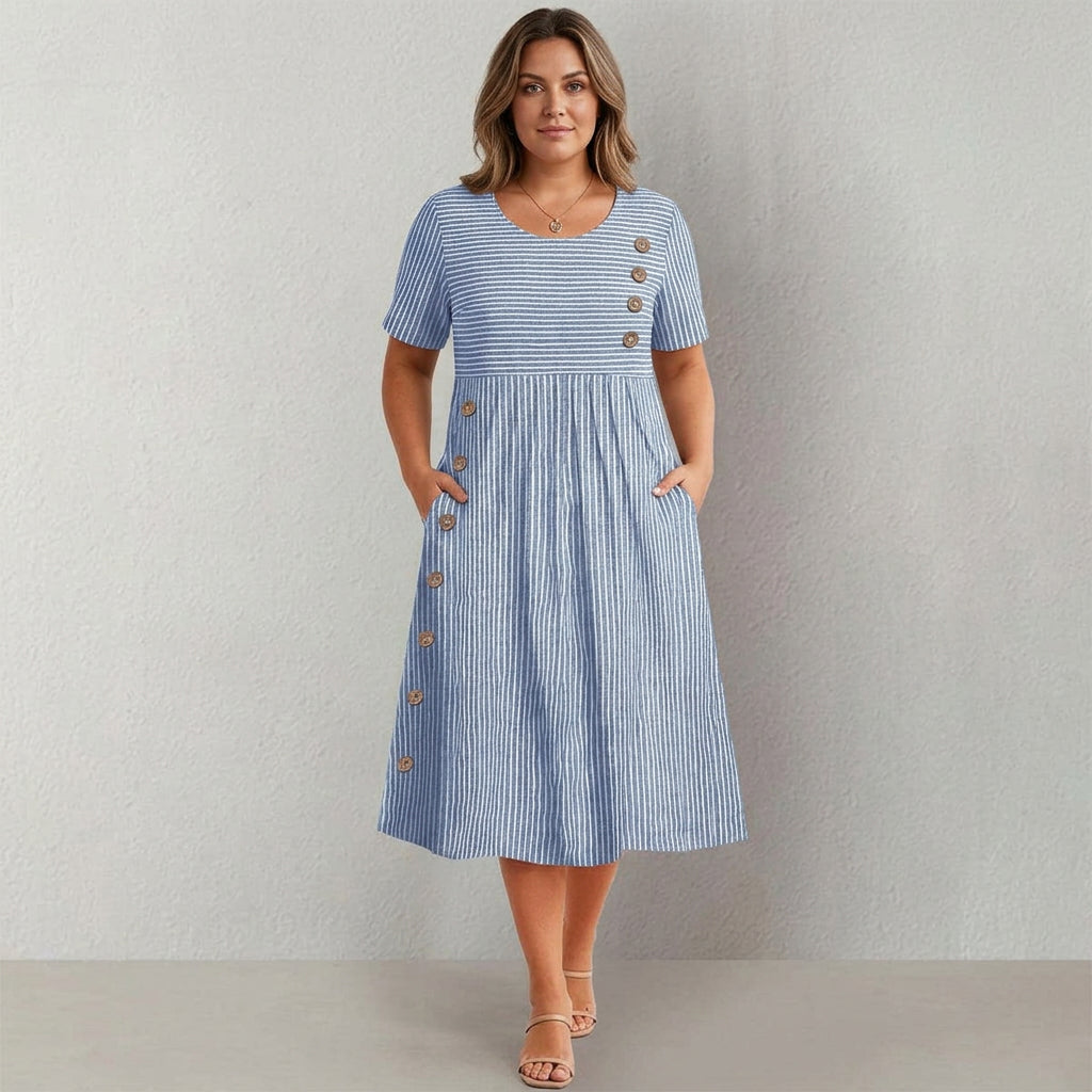 Pia - Striped Button Dress