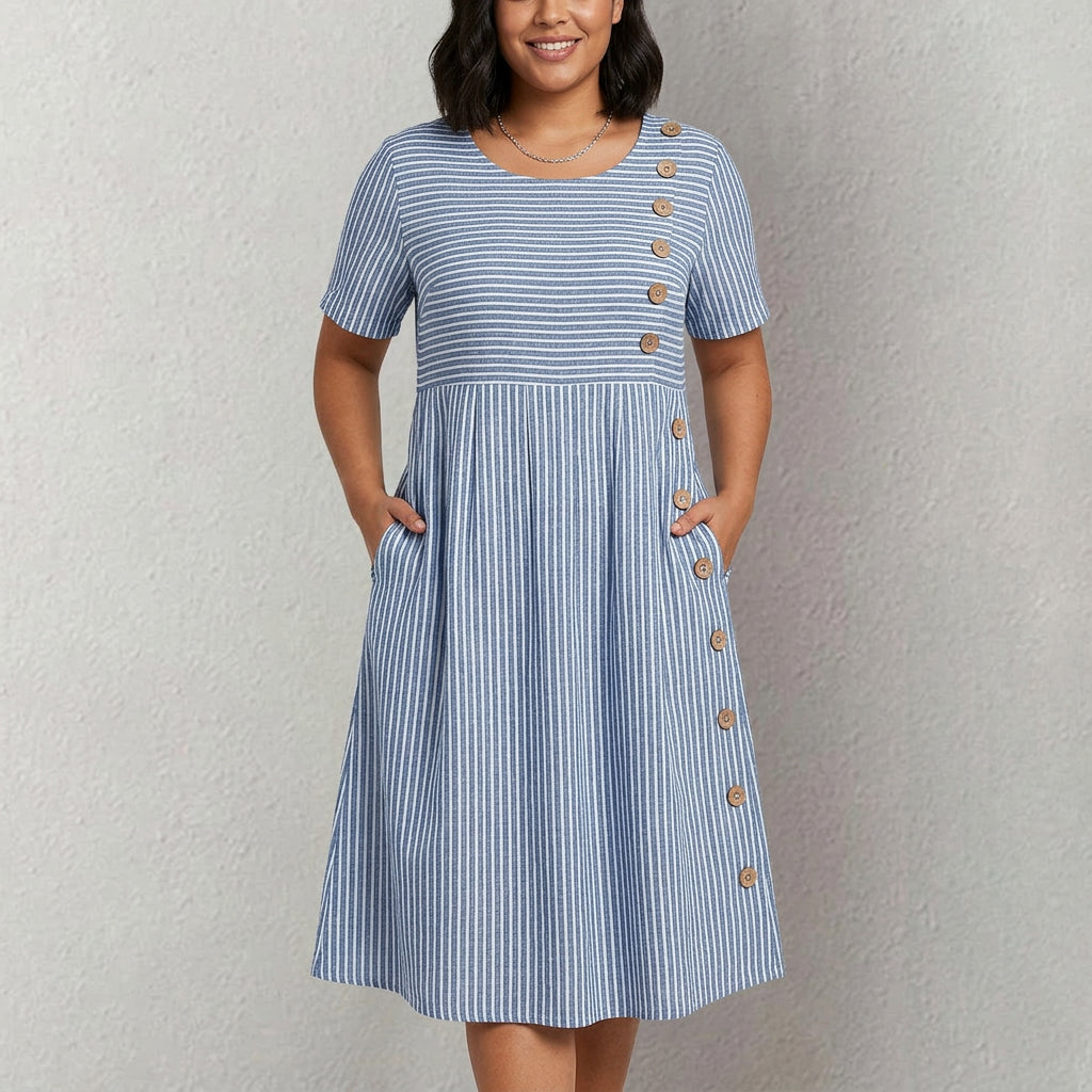 Pia - Striped Button Dress