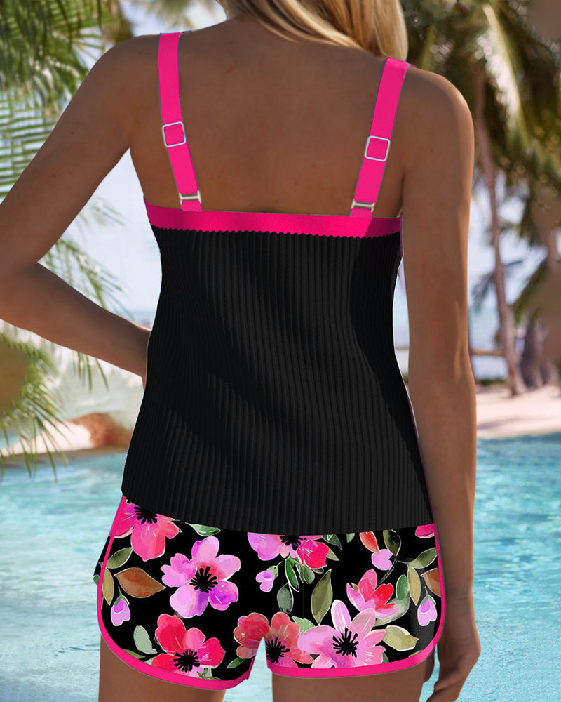 Federica - Ribbed Tankini Shorts Set