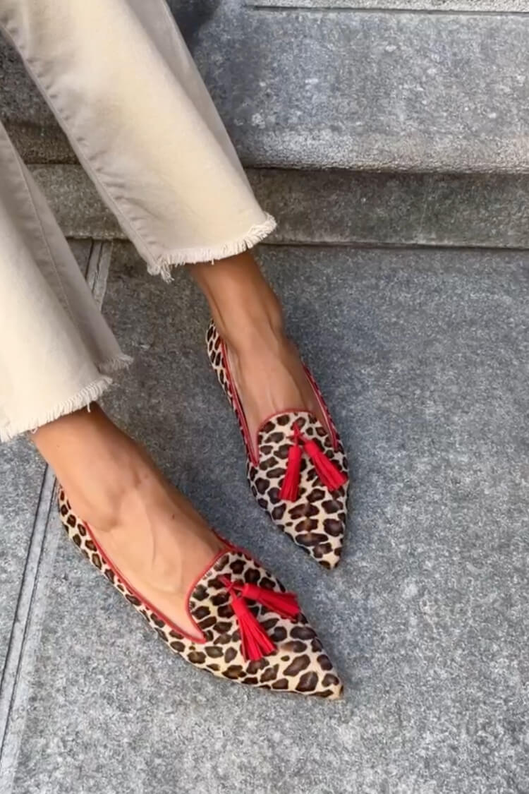 Debbie | Pointed Loafer With Red Tassels