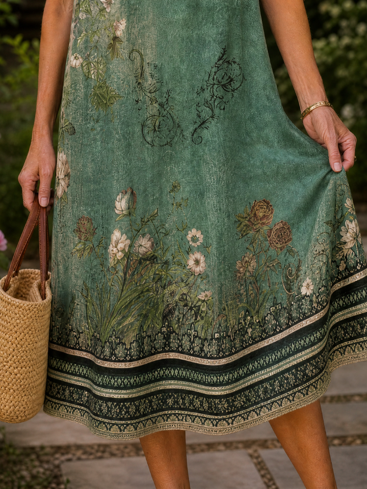 Astrid | Floral Collared Short Sleeve Midi Dress