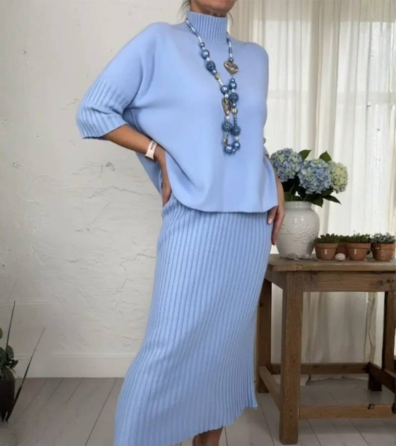 Debora | Ribbed Midi Skirt Knit Set