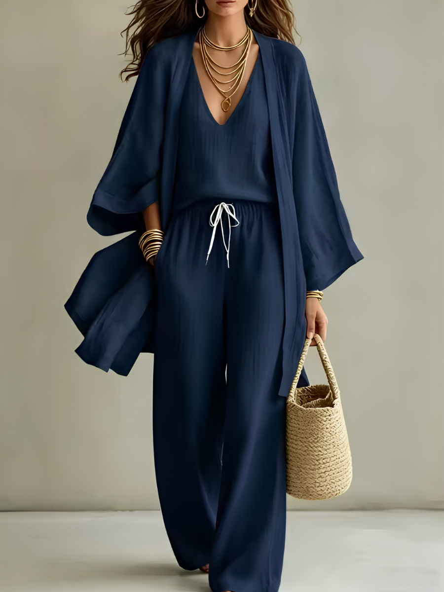 Isabelle | 3-piece linen casual homewear set
