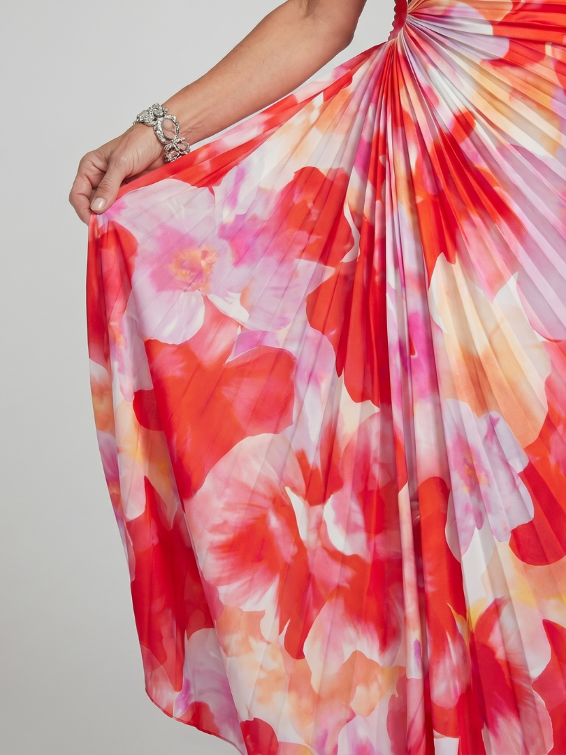 Anya | One Shoulder Pleated Bodice Midi Dress