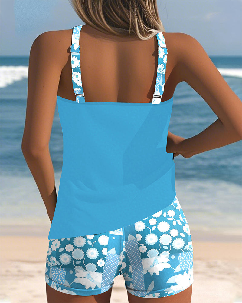 Nanet - Printed Tankini Shorts Set