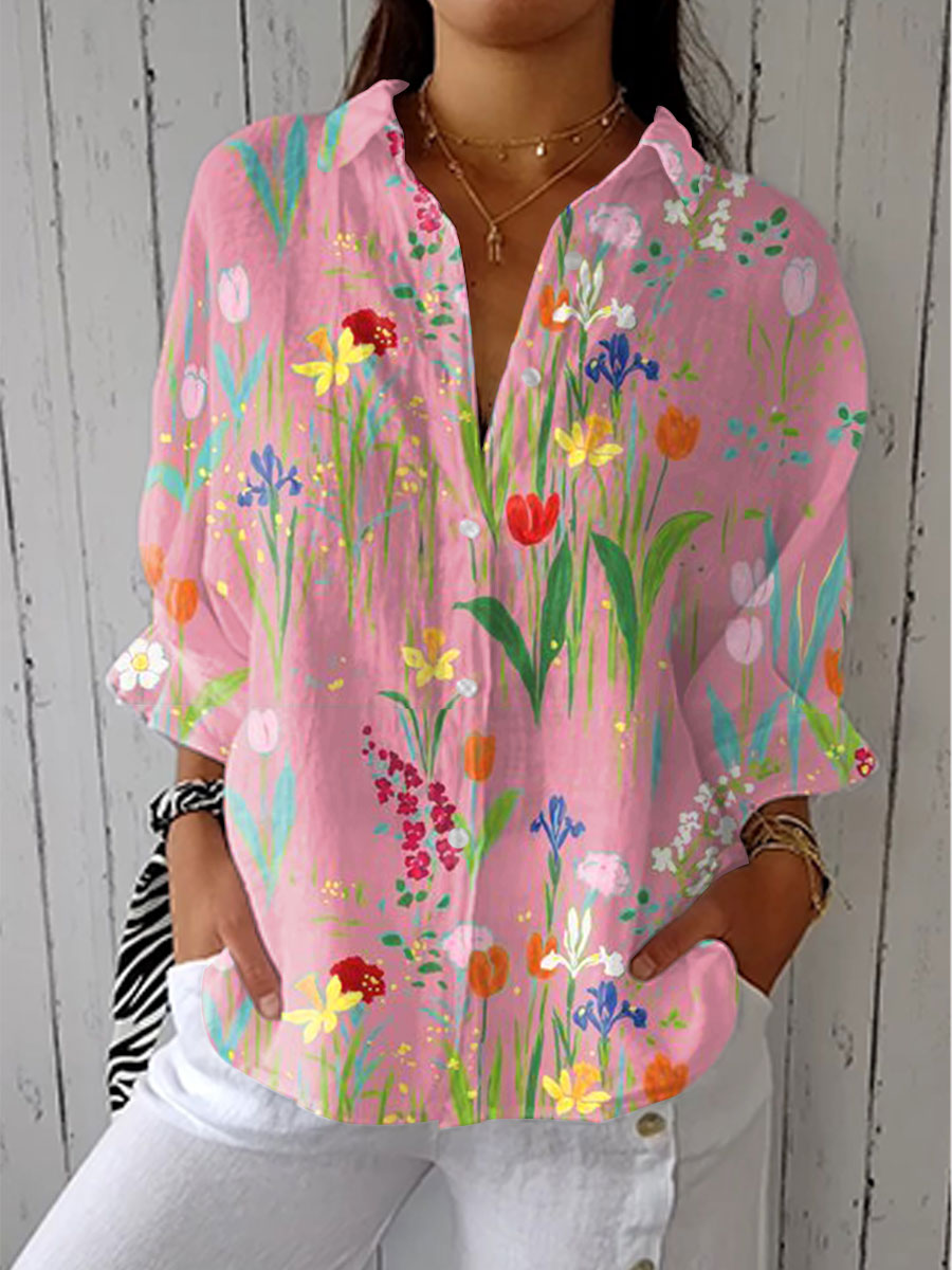 Chiara | Pink Spring Flower Blouse