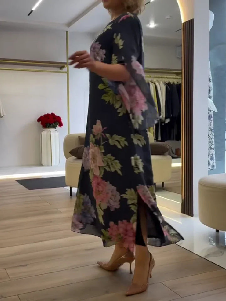 Cynthia | Floral Print Chiffon Maxi Dress
