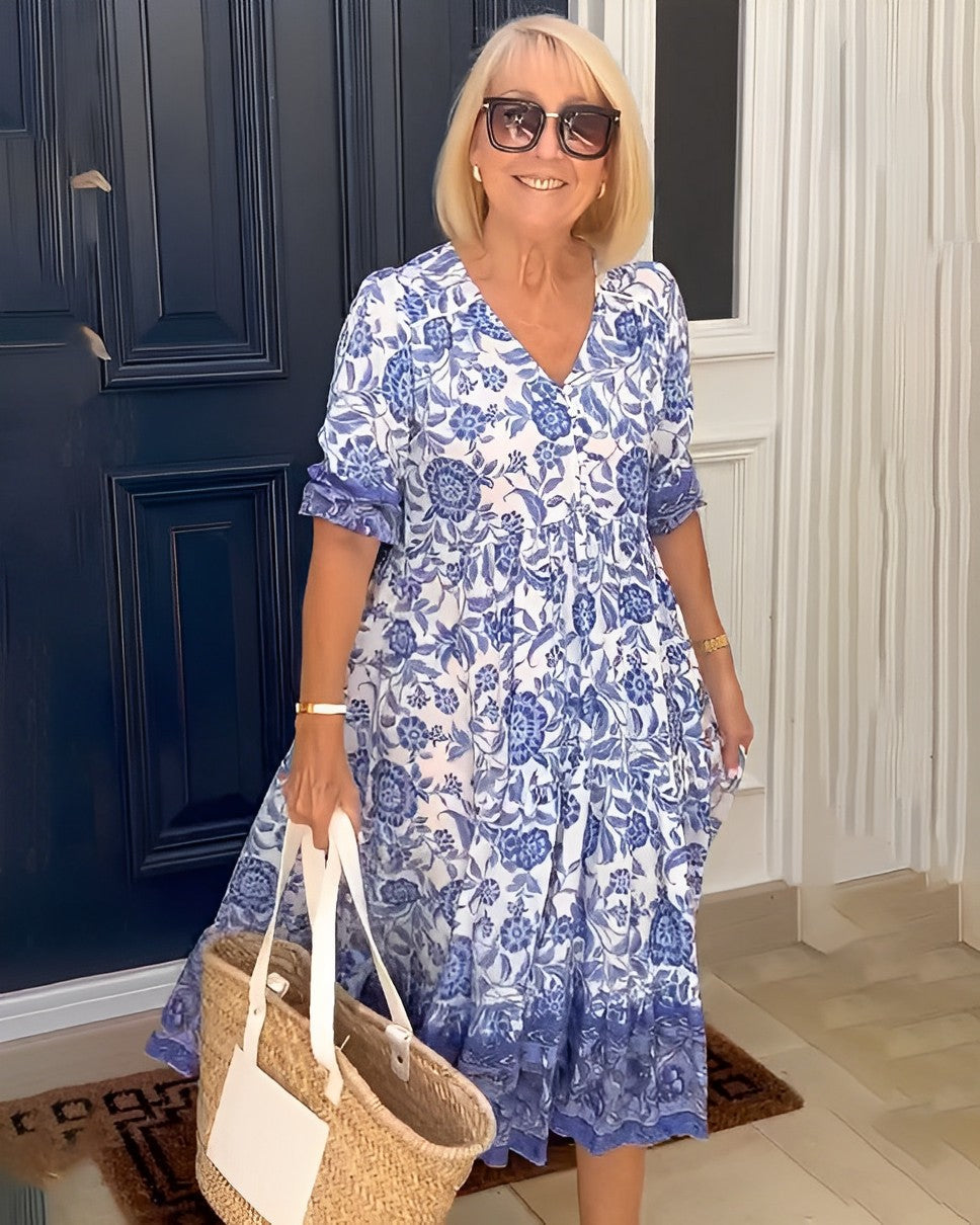 Mia | Graceful V-Neck Floral Dress
