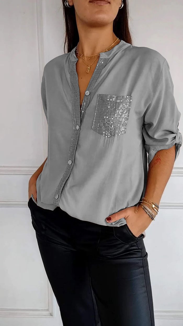 COTTON V™ | V-Neck Mid-Sleeve Casual Top