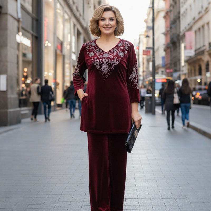 Elvire - Chic Velvet Two-Piece Ensemble