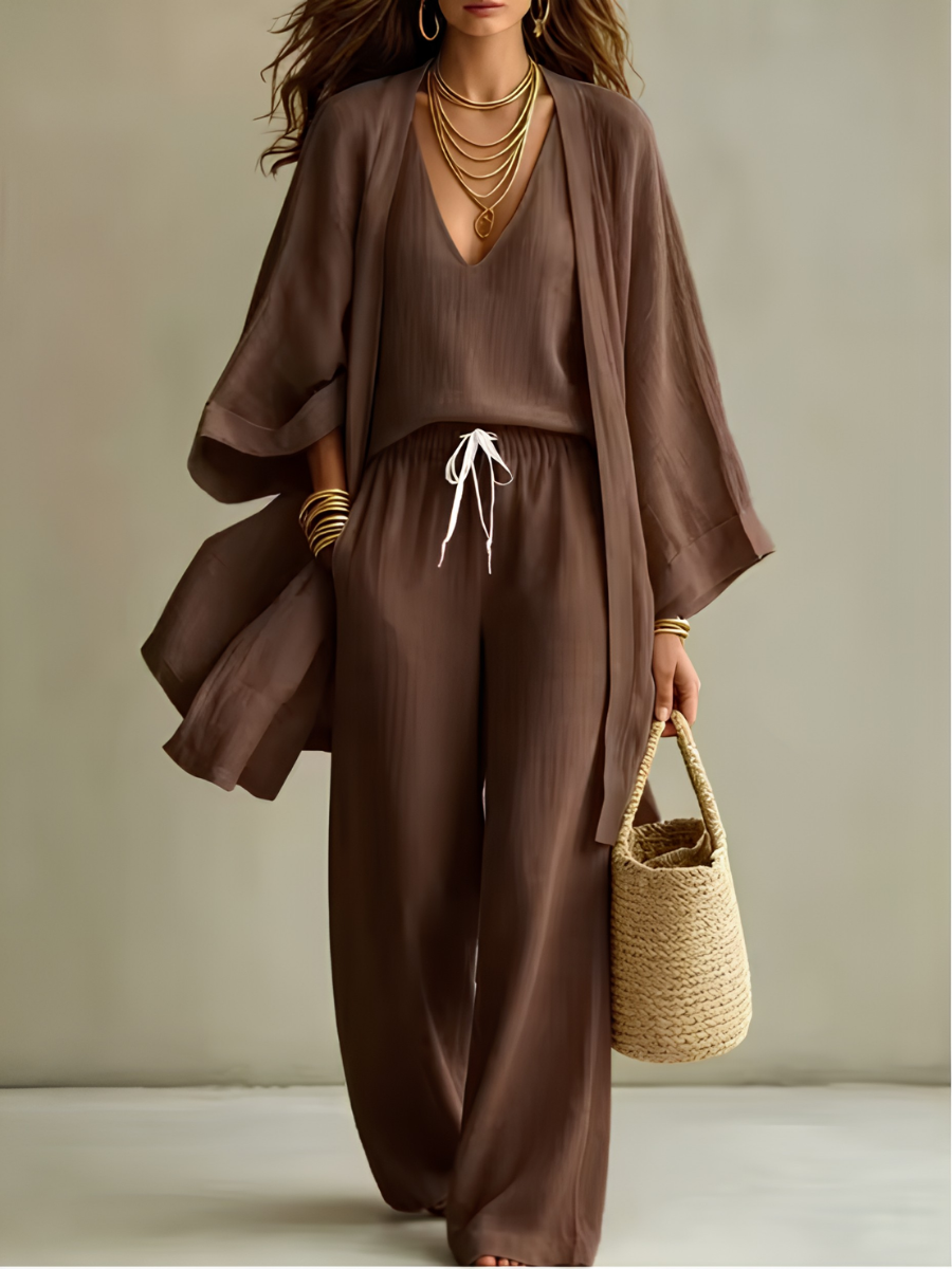 Isabelle | 3-piece linen casual homewear set