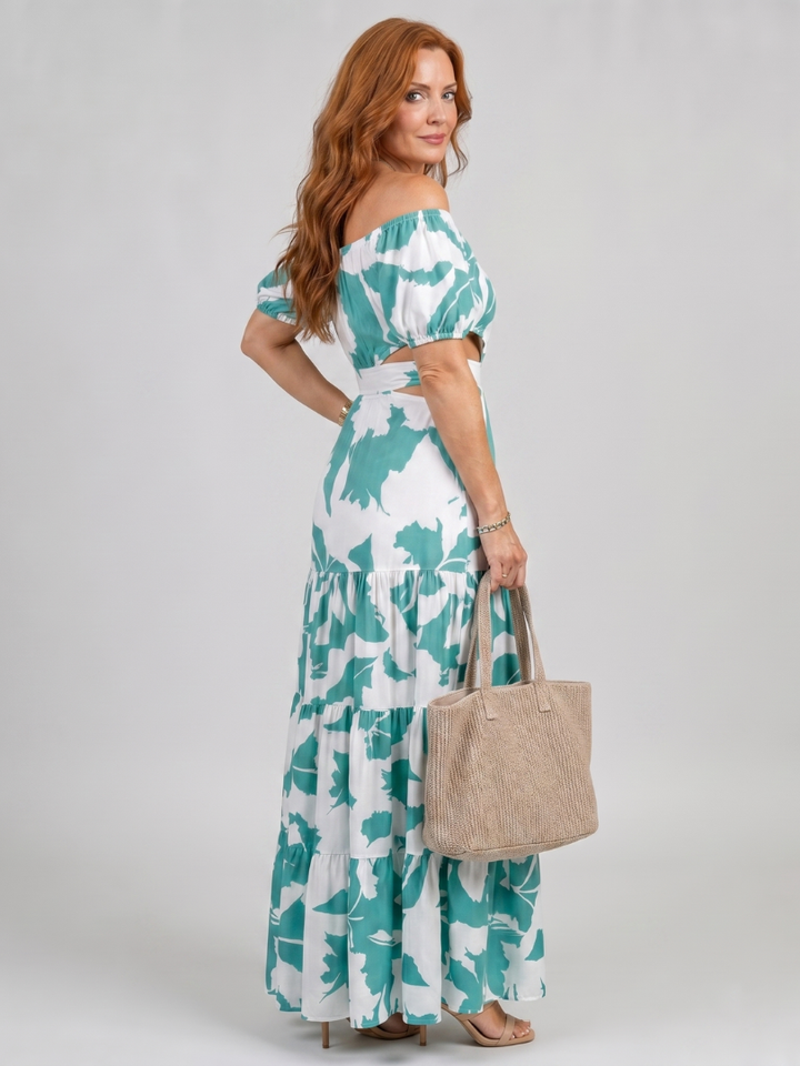 Orelina | Off Shoulder Cutout Waist Maxi Dress