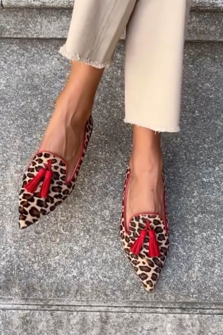 Debbie | Pointed Loafer With Red Tassels
