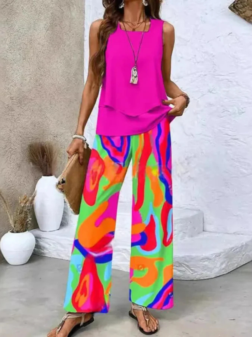 Ovelynra™ | Sleeveless Blouse & Wide-Leg Trousers