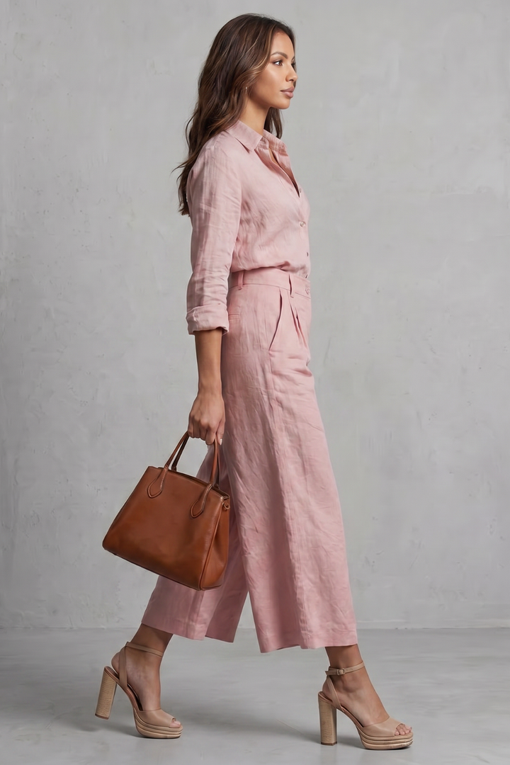 Eva – Soft linen finish – Wide-leg co-ord set