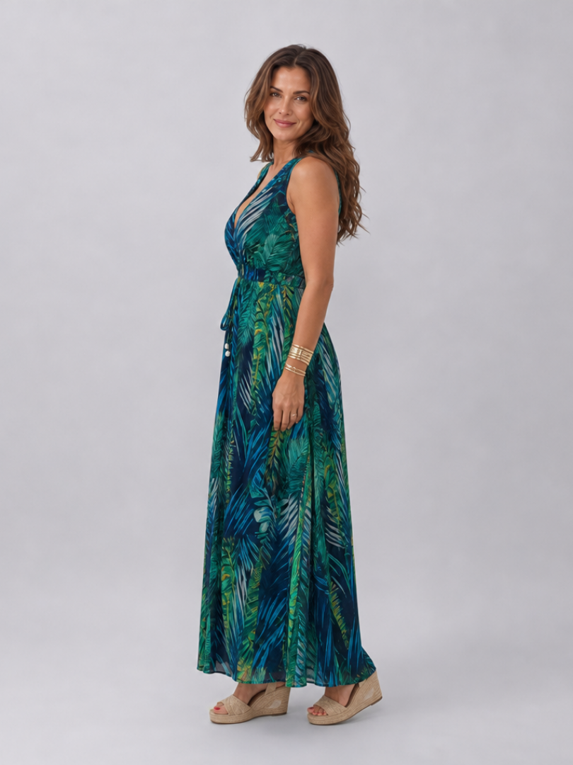 Zake | Sleeveless Empire Waist Midi Dress