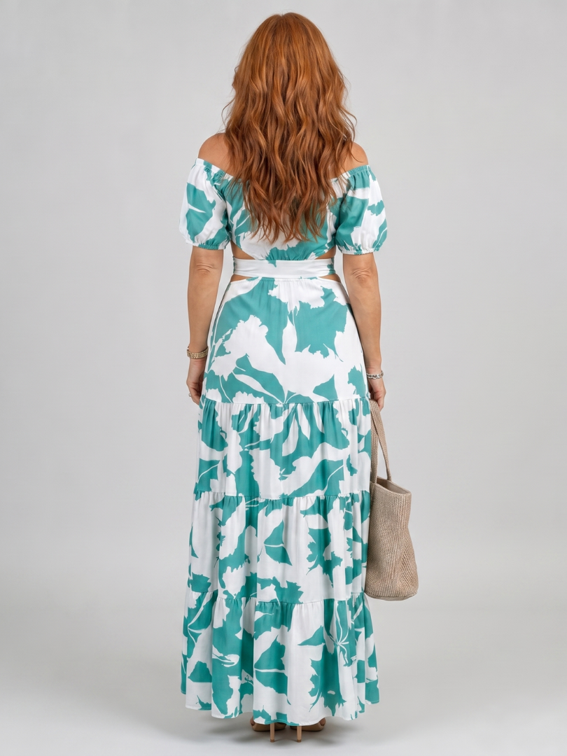 Orelina | Off Shoulder Cutout Waist Maxi Dress