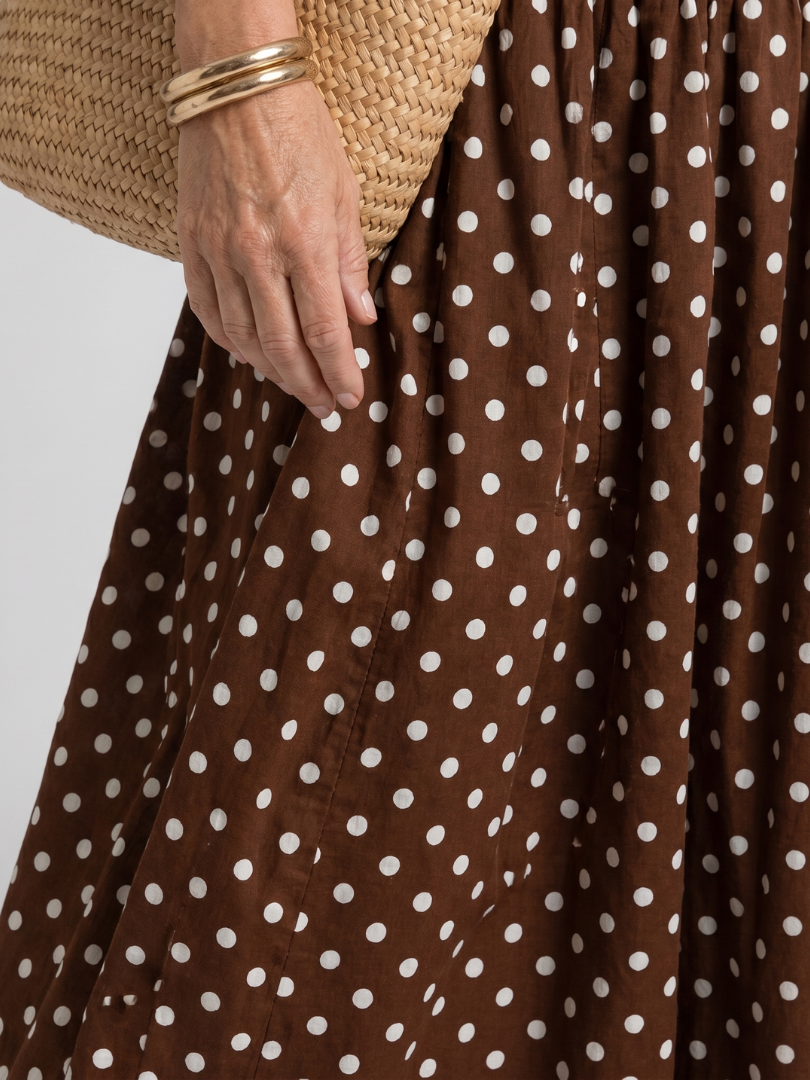 Sorien | Strapless Polka Dot Pattern Midi Dress
