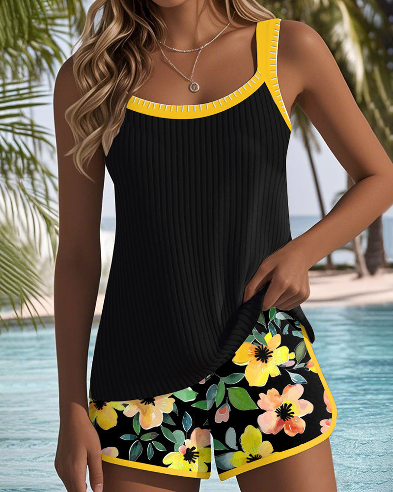 Federica - Ribbed Tankini Shorts Set
