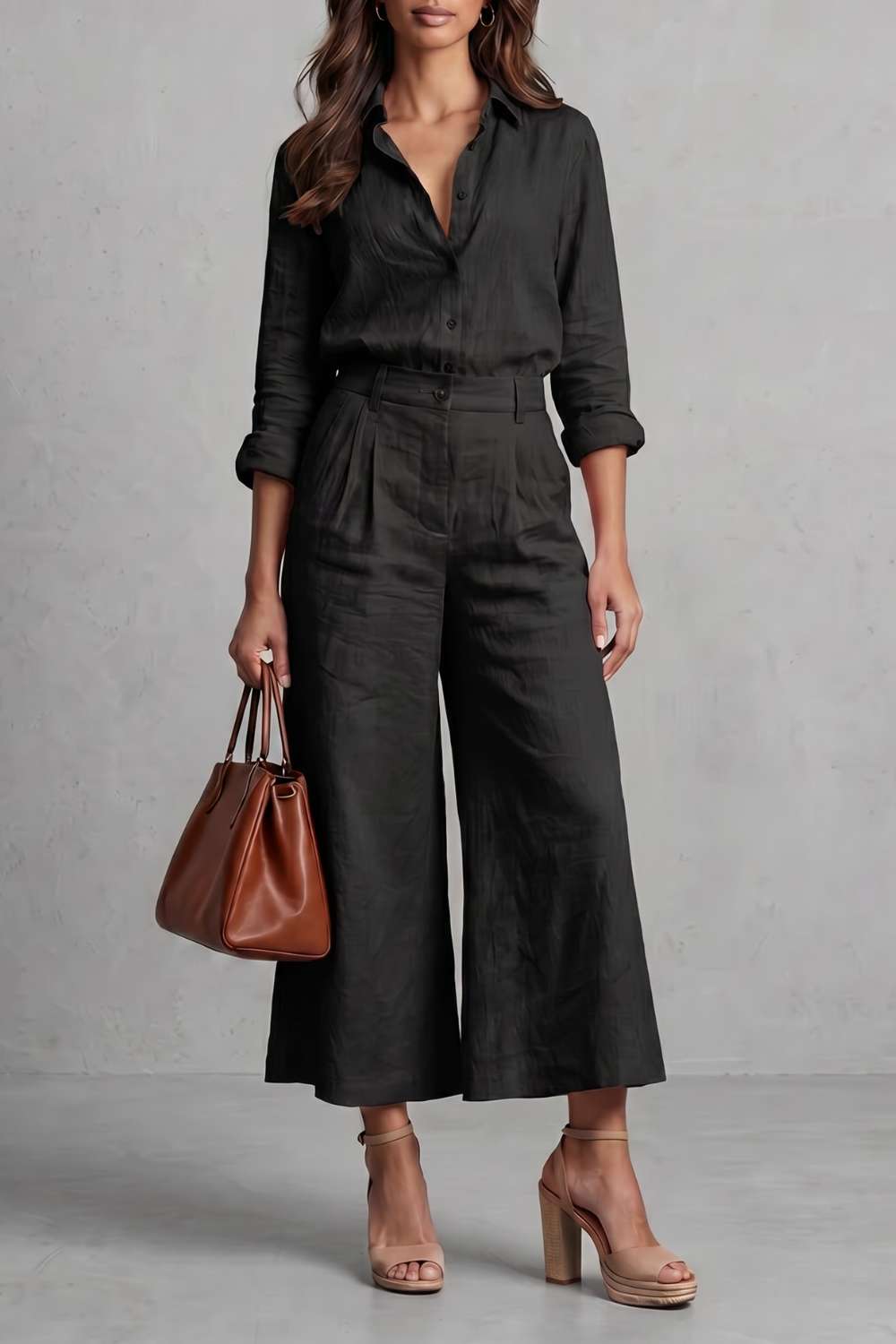 Eva – Soft linen finish – Wide-leg co-ord set