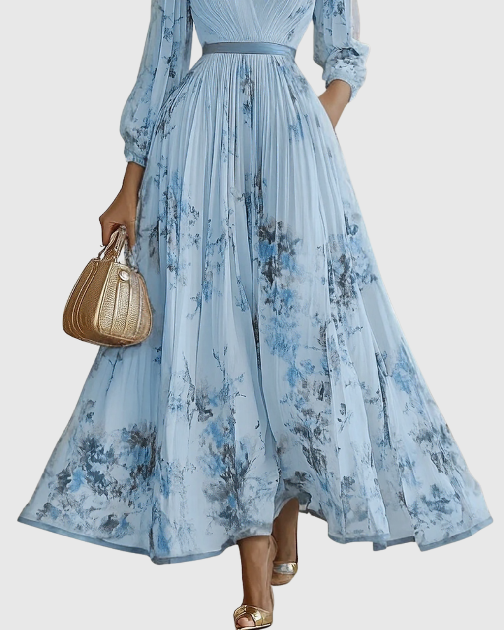 JOANA | ELEGANT PLEATED MAXI DRESS