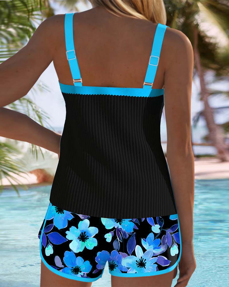 Federica - Ribbed Tankini Shorts Set